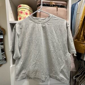Gray knit cropped boxy top
